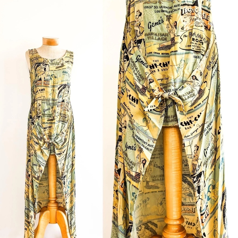 Citron Vintage Map Print Maxi Dress S